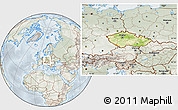 Physical Location Map of Czech Republic, lighten, semi-desaturated