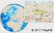 Physical Location Map of Czech Republic, shaded relief outside