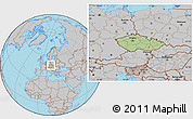 Savanna Style Location Map of Czech Republic, gray outside