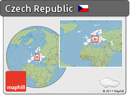 Savanna Style Location Map of Czech Republic, highlighted continent, within the entire continent
