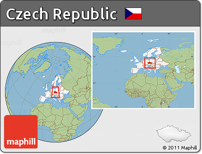 Savanna Style Location Map of Czech Republic, highlighted continent, within the entire continent