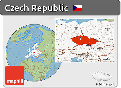 Savanna Style Location Map of Czech Republic, highlighted continent