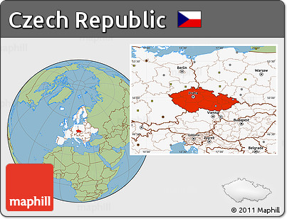 Savanna Style Location Map of Czech Republic, highlighted continent