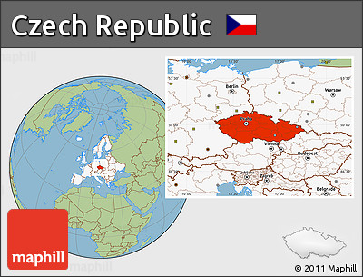 Savanna Style Location Map of Czech Republic, highlighted continent