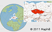 Savanna Style Location Map of Czech Republic, highlighted continent