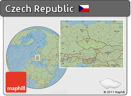 Savanna Style Location Map of Czech Republic, hill shading outside