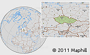 Savanna Style Location Map of Czech Republic, lighten, desaturated