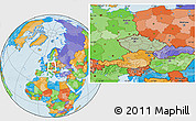 Savanna Style Location Map of Czech Republic, political outside, hill shading