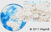 Shaded Relief Location Map of Czech Republic, lighten, land only