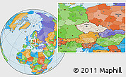 Shaded Relief Location Map of Czech Republic, political outside