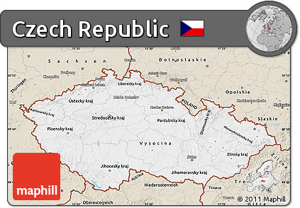Classic Style Map of Czech Republic