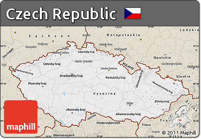 Classic Style Map of Czech Republic