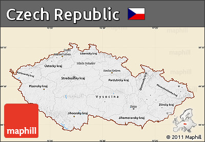 Classic Style Map of Czech Republic, single color outside