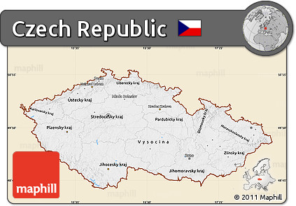 Classic Style Map of Czech Republic, single color outside