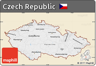 Classic Style Map of Czech Republic, single color outside