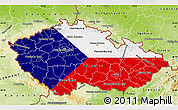 Flag Map of Czech Republic, physical outside, flag centered