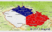 Flag Map of Czech Republic, physical outside, flag rotated