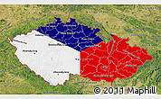 Flag Map of Czech Republic, satellite outside, flag rotated