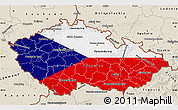 Flag Map of Czech Republic, shaded relief outside