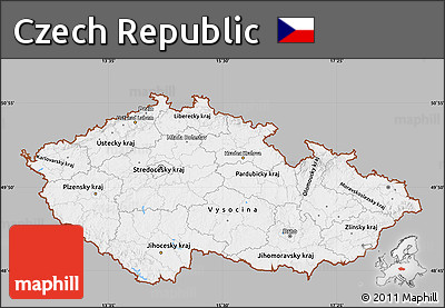 Gray Map of Czech Republic, single color outside