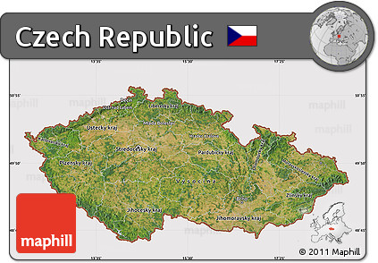 Satellite Map of Czech Republic, cropped outside