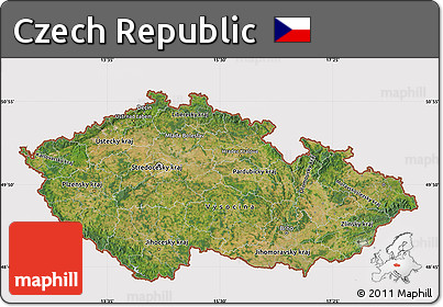 Satellite Map of Czech Republic, cropped outside