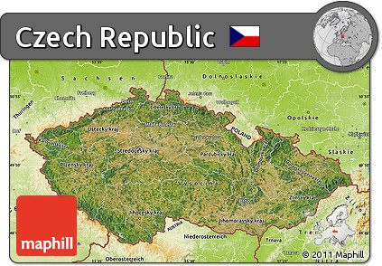 Satellite Map of Czech Republic, physical outside