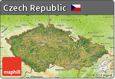 Satellite Map of Czech Republic, physical outside