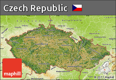 Satellite Map of Czech Republic, physical outside