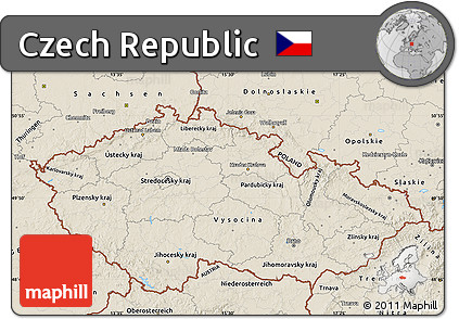 Shaded Relief Map of Czech Republic