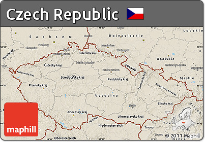 Shaded Relief Map of Czech Republic