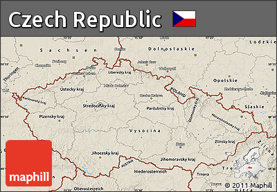 Shaded Relief Map of Czech Republic