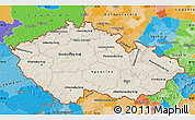 Shaded Relief Map of Czech Republic, political outside