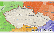 Shaded Relief Map of Czech Republic, political shades outside