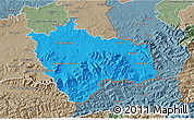 Political 3D Map of Frýdek-Místek, semi-desaturated