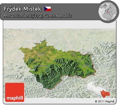 Satellite 3D Map of Frýdek-Místek, lighten