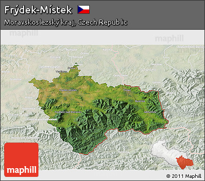 Satellite 3D Map of Frýdek-Místek, lighten