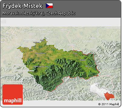 Satellite 3D Map of Frýdek-Místek, lighten