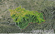 Satellite 3D Map of Frýdek-Místek, semi-desaturated