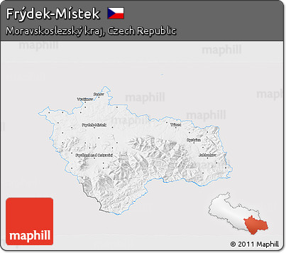 Silver Style 3D Map of Frýdek-Místek, single color outside