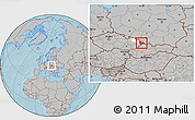 Gray Location Map of Frýdek-Místek, highlighted parent region, hill shading