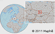 Gray Location Map of Frýdek-Místek, hill shading