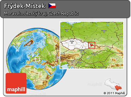 Physical Location Map of Frýdek-Místek, highlighted country