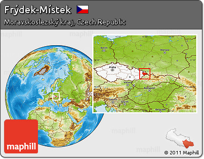 Physical Location Map of Frýdek-Místek, highlighted country