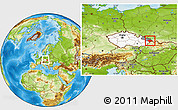 Physical Location Map of Frýdek-Místek, highlighted country, highlighted parent region, within the entire country
