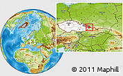 Physical Location Map of Frýdek-Místek, highlighted country, highlighted parent region