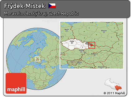 Savanna Style Location Map of Frýdek-Místek, highlighted country, highlighted parent region