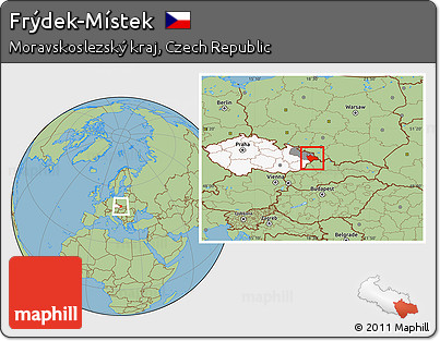 Savanna Style Location Map of Frýdek-Místek, highlighted country, highlighted parent region