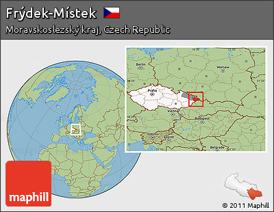 Savanna Style Location Map of Frýdek-Místek, highlighted country, highlighted parent region