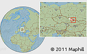 Savanna Style Location Map of Frýdek-Místek, highlighted parent region, within the entire country, hill shading